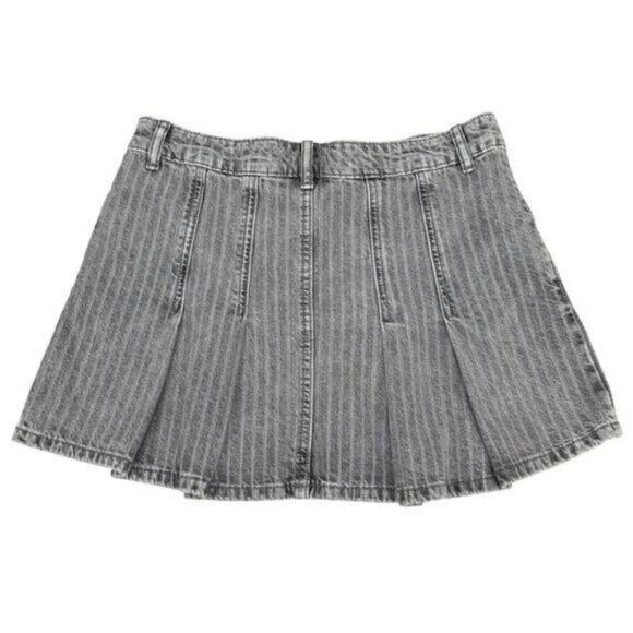Zara Denim Box Pleat Skirt In Light Gray Size Small - Picture 6 of 6